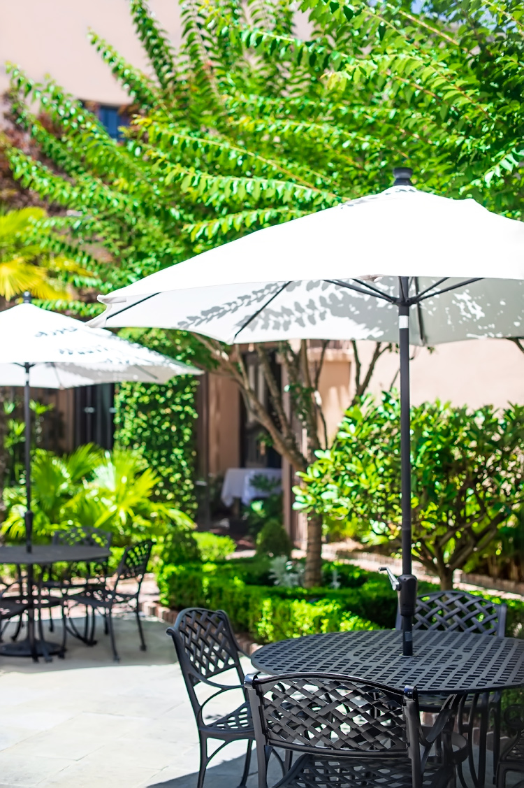 The Hidden Courtyard at Planters Inn in the Charleston Historic District 