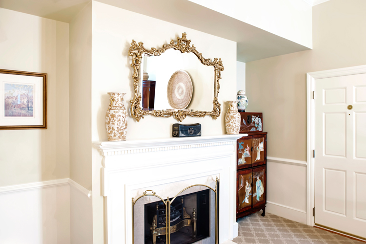 Luxury Charleston hotel suite with working fireplace