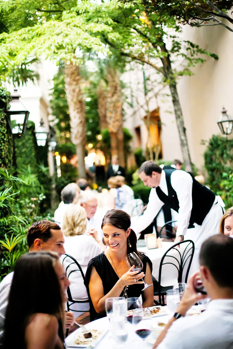 Peninsula Grill outdoor courtyard garden dining Charleston restaurant with outdoor dining