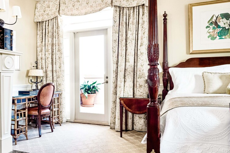 Charleston hotel luxury penthouse with fireplace and private terrace