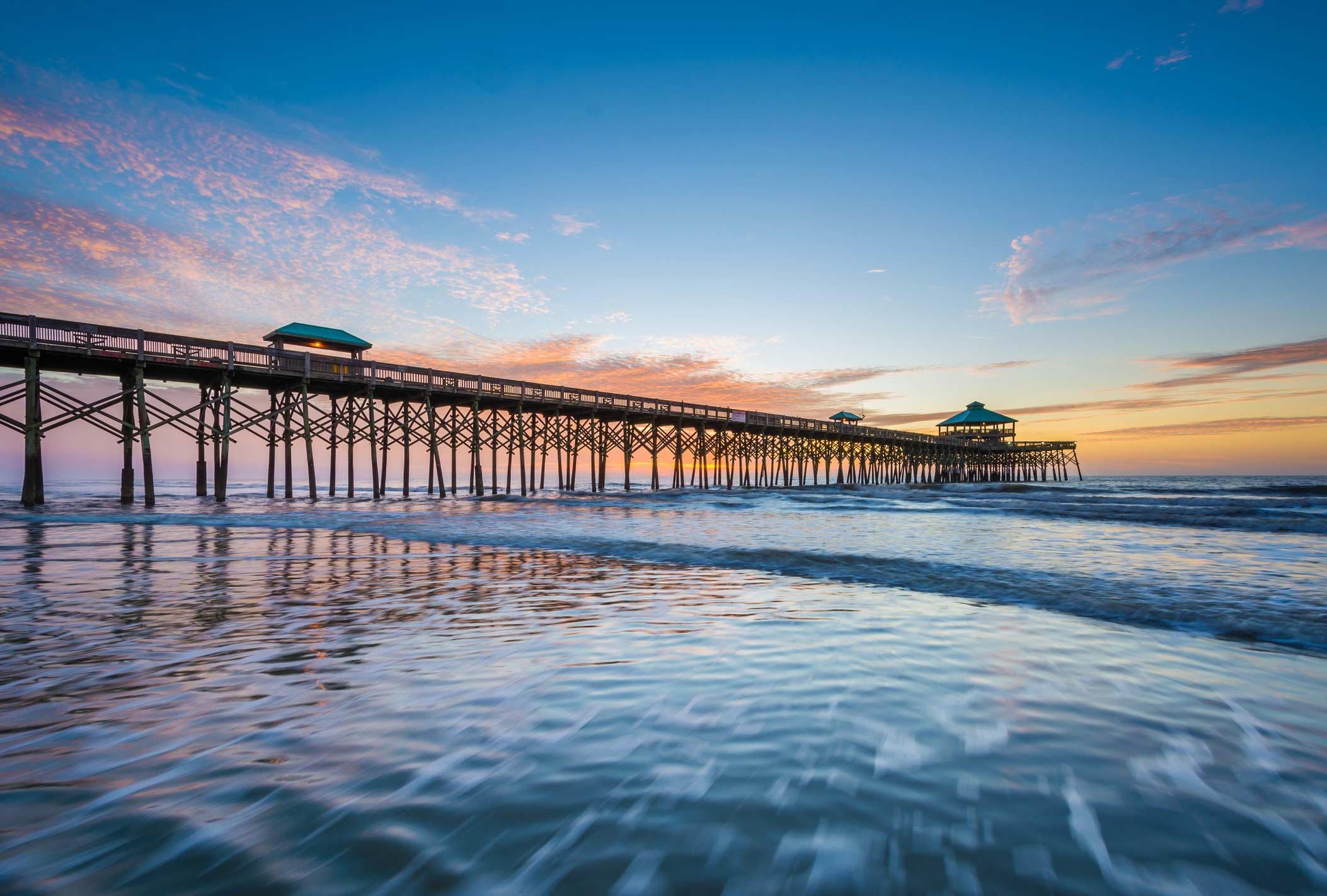 Sunrise at Folly Beach in South Carolina
