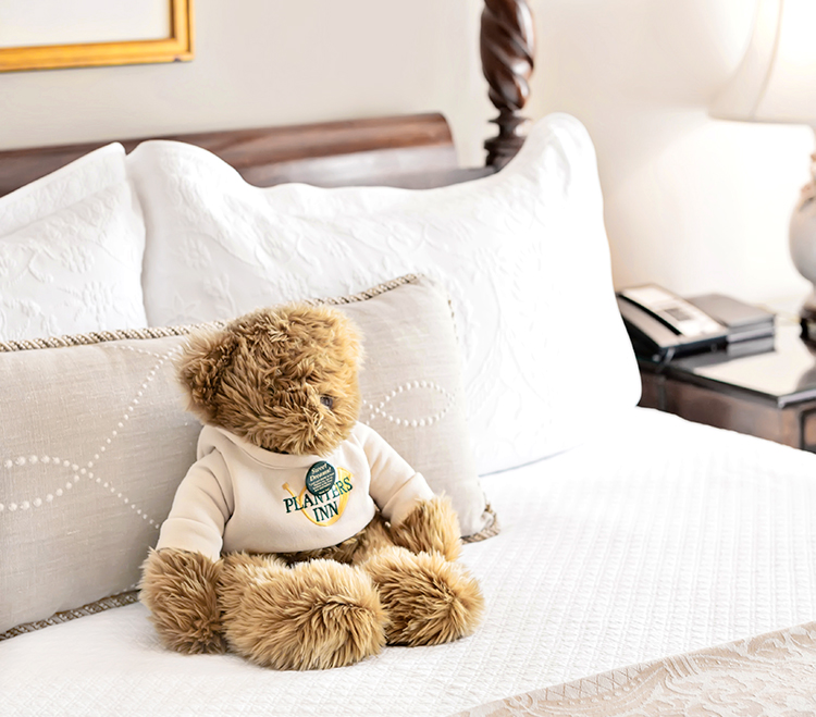 Teddy bear amenity at Planters Inn Charleston hotel